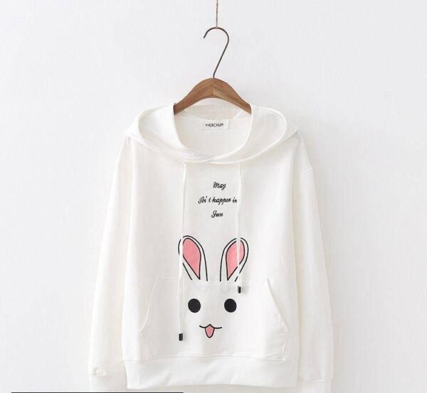 Winter Rabbit Hoddie Unisex (White)