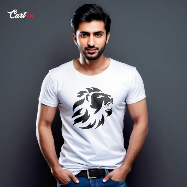 LION Printed White T-Shirt