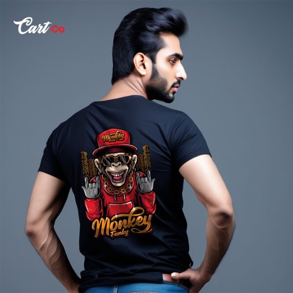 Monkey Funkey Printed Black T-Shirt