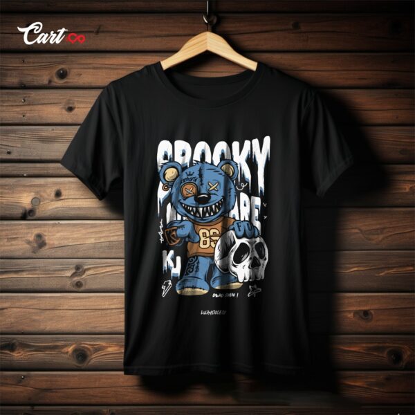 Bear Grabbing Skull Black printed T-Shirt