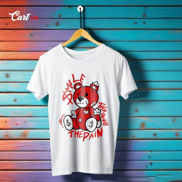 Colorful Teddy White Printed T-Shirt