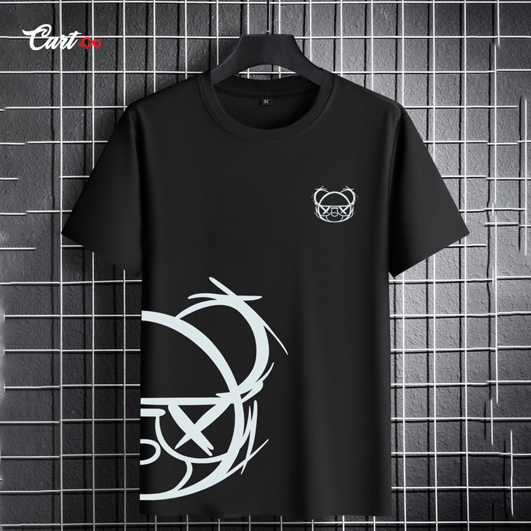 Magnifity Men Cartoon Reflector Printing Oversized Round Neck T-Shirts