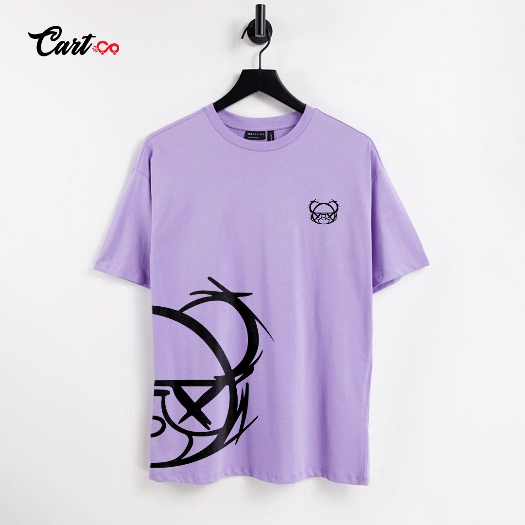 Magnifity Men Cartoon Reflector Printing Oversized Round Neck T-Shirts